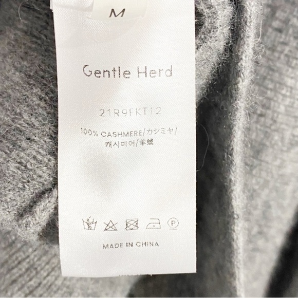 GENTLE HERD Slouchy Knitted Cashmere Tunic Mock Sweater Button Sleeve - Picture 9 of 10